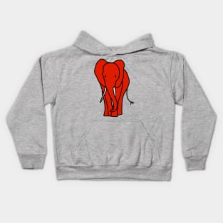 Red Elephant Minimal Line Drawing Kids Hoodie